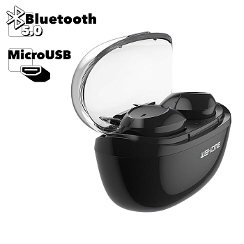 TWS Bluetooth гарнитура вставная стерео WK V25 Bluetooth Earphone TWS, черная